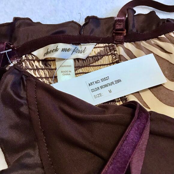 Check Me First NWT Brown and Taupe Zebra Print Bustier Women Various - Picture 11 of 13